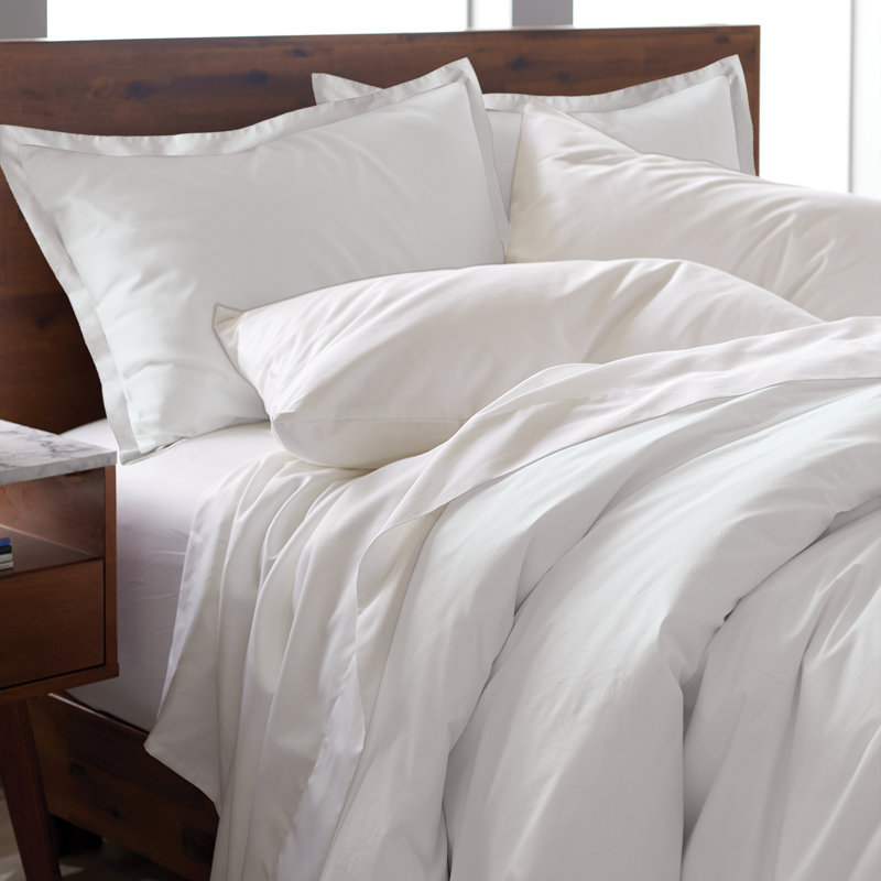 Ensemble de housse de couette 100% coton EJ Classic Premium, respirant, frais et frais, Gris clair