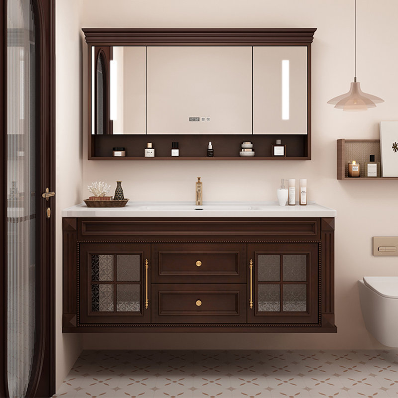 Meuble-lavabo de luxe de style français, Brun
