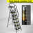 6 Step Stool,Metal Ladder,Folding Step Ladder with Tool Platform, Library Ladder,Decorative Kitchen Step Ladder