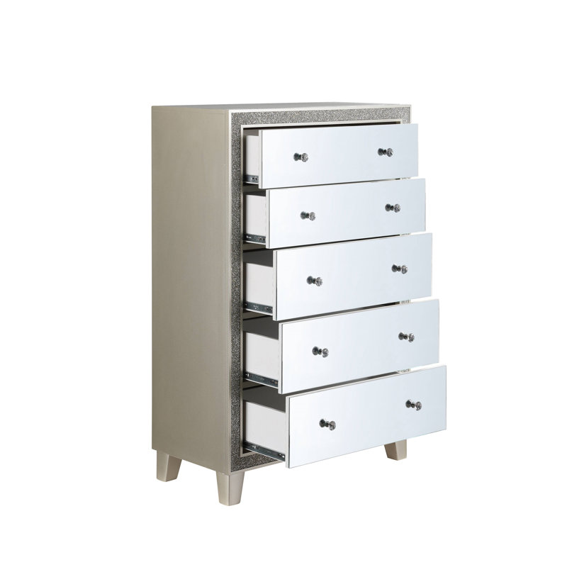 Commode à finition miroir et champagne Sliverfluff