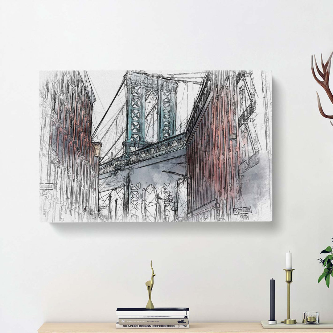George Washington Bridge in Abstract - Wrapped Canvas