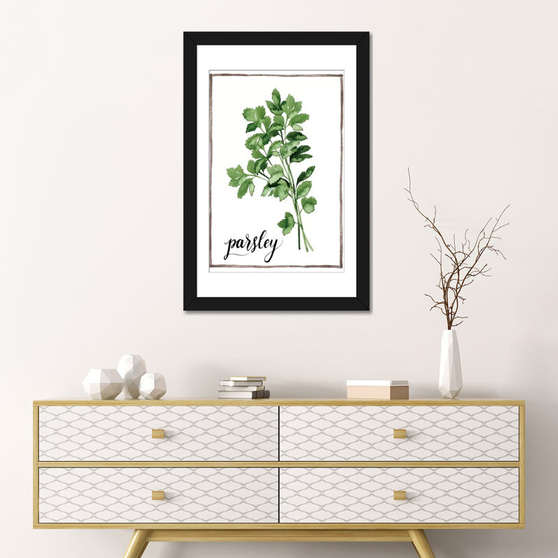 « aquarelle herbes ii », reproduction sur toile, Papier d'art encadré noir, H 32 po x l 24 po x P 1 po, Blanc