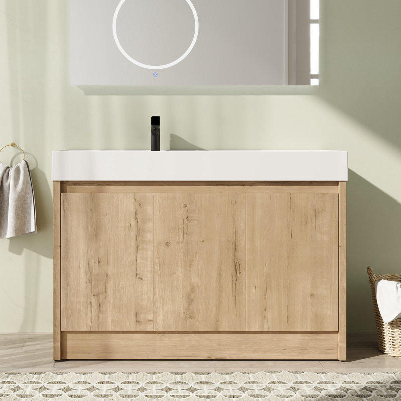 Meuble-lavabo sur pied simple 47,27 po avec plateau en résine Orvid