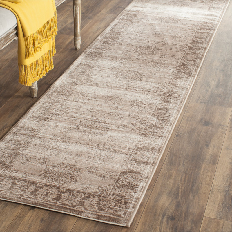 Beige and Light Brown Rectangular Viscose Area Rug, 8' x 11'