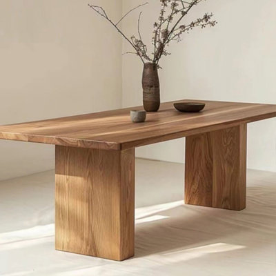 Warm solid wood dining table