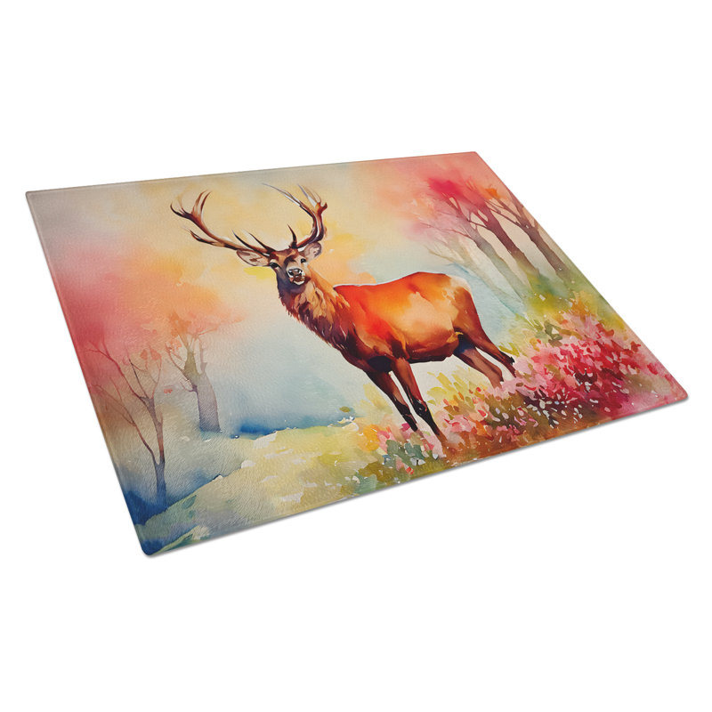 Deer Stag Glass Cutting Board Large