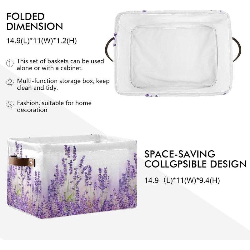 2-pack Lavender Floral Storage Bins