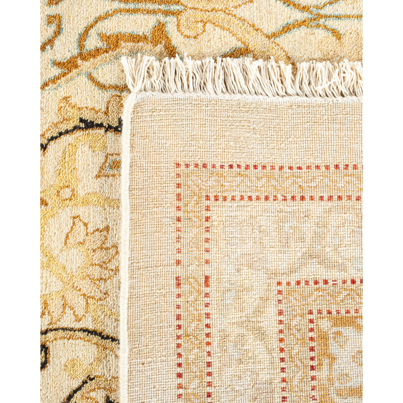 Tapis unique noué à la main Keenan - ivoire, 10 pi x 14 pi