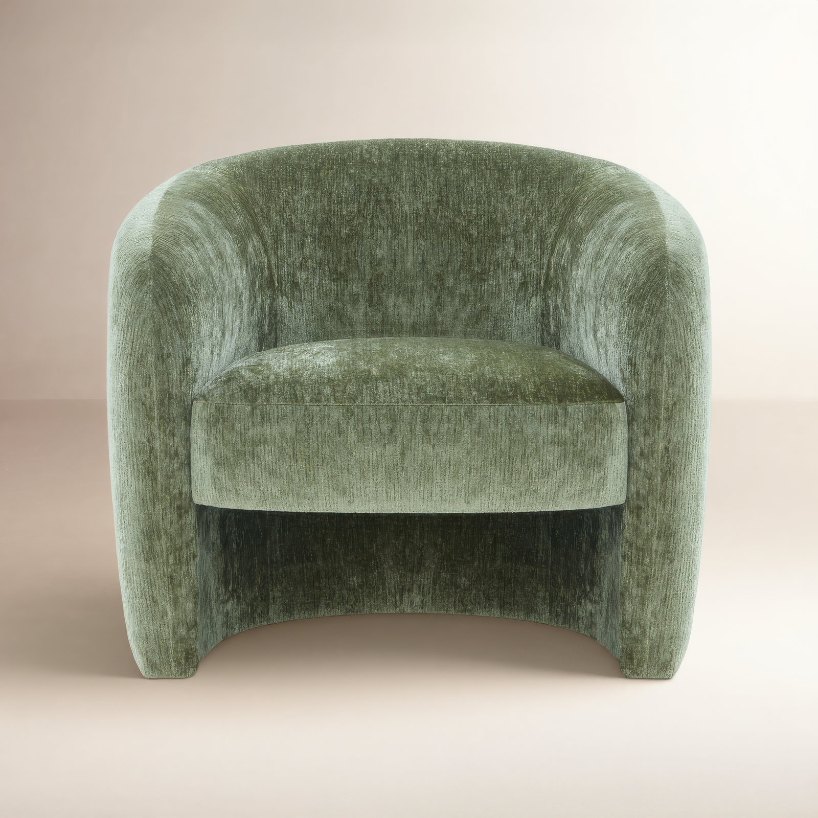 Solace Upholstered Barrel Chair, Olive Green Chenille