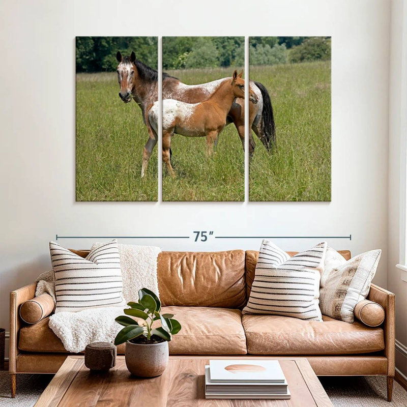 Bramalo Appaloosa, cheval et poulain, H 42 po x l 65 po