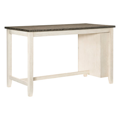 Table rectangulaire à hauteur de comptoir avec tablettes, table moderne en placage pour salle à manger, tablettes intégrées à utiliser