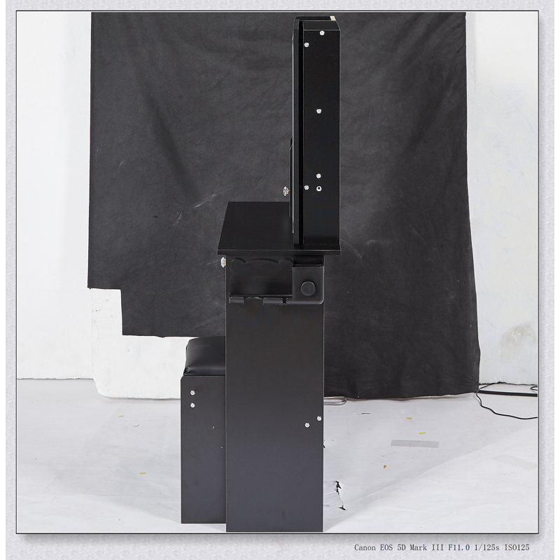 Ensemble de coiffeuse compacte avec miroir à DEL coulissant, centrale électrique et support pour sèche-cheveux pour petits espaces