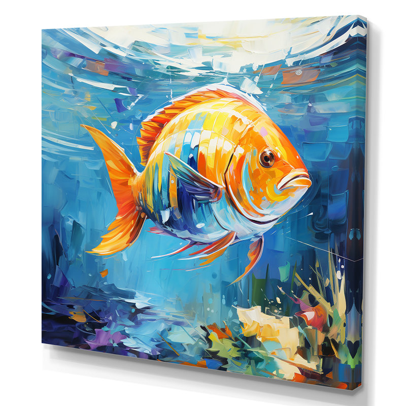 Romantiques poissons de fond marin - Japon, art mural, Toile tendue, H 30 po x l 30 po x P 1,5 po