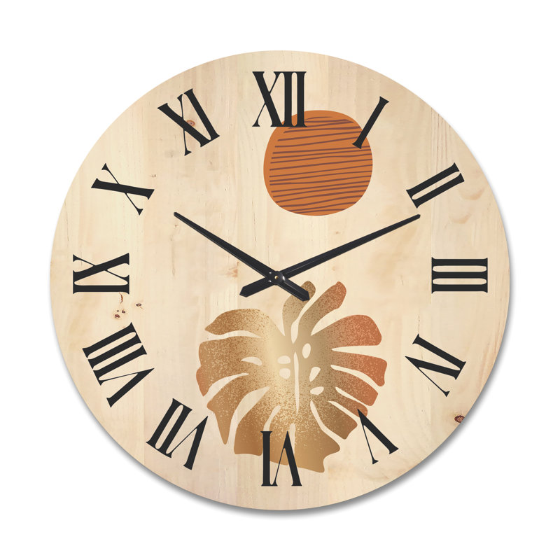 Horloge murale en bois Tropical Palm Leaf, Grand
