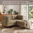 3 - Piece Upholstered Camel Tufted Corduroy Modular Sectional with Pillow Back and Removable Flip-Tray Top Storage Ottoman-2024983080