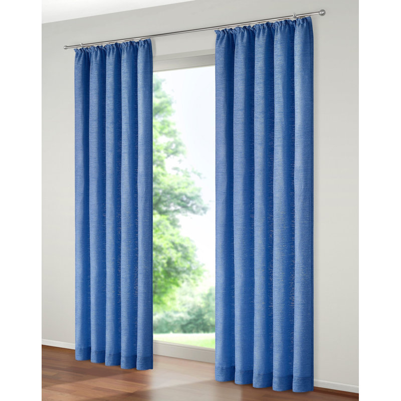 Polyacrylic Opaque Pinch Pleat Curtain Panel, 132cm Width x 375cm Drop, Royal blue