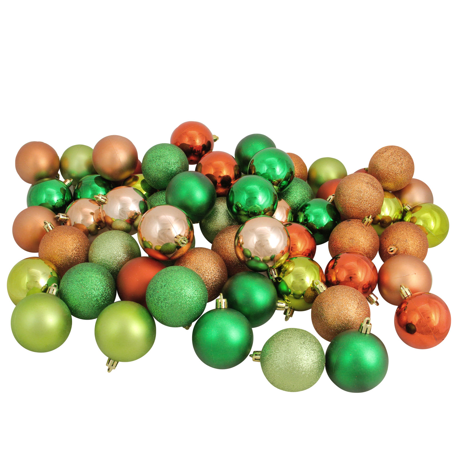 Shatterproof Christmas Ball Ornaments 2.5" (60mm), Almond/Kiwi/Burnt Orange