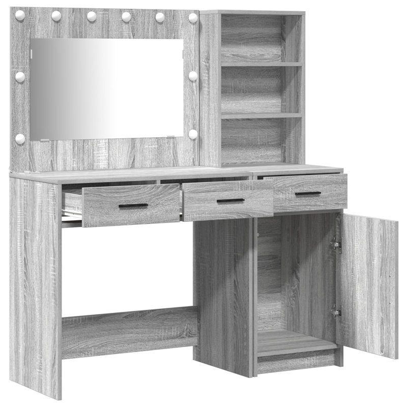 Set Of 2 Engineered Wood Dressing Table, Grey Sonoma