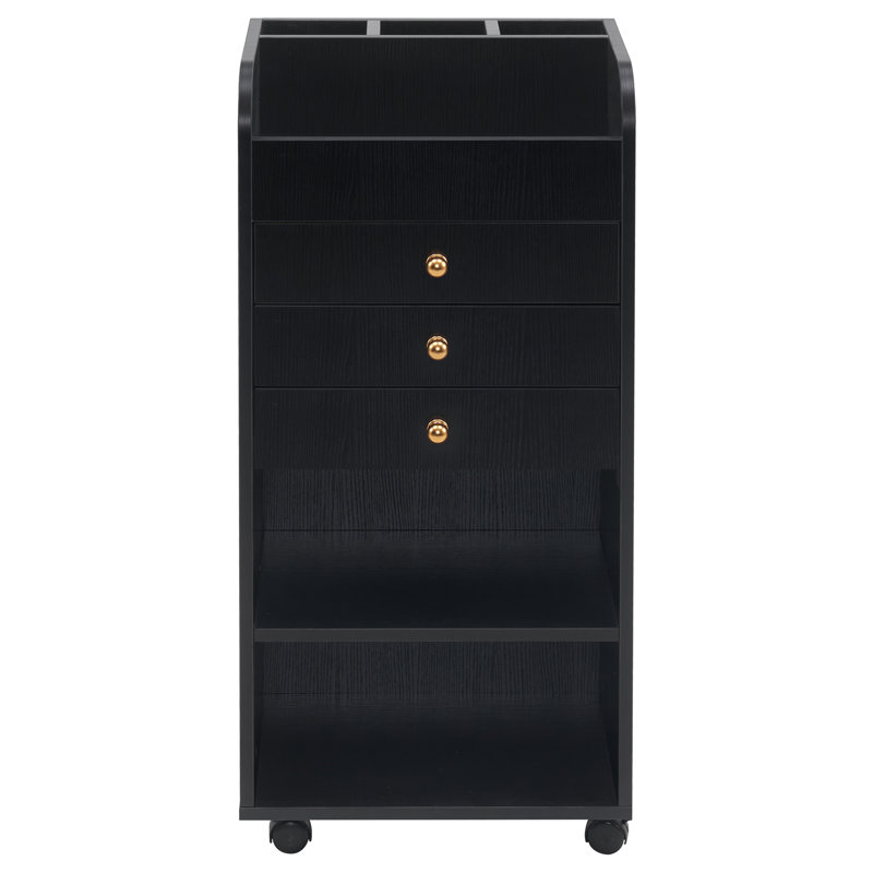 Salon Utility Cart and Station, Rolling Trolley, Black