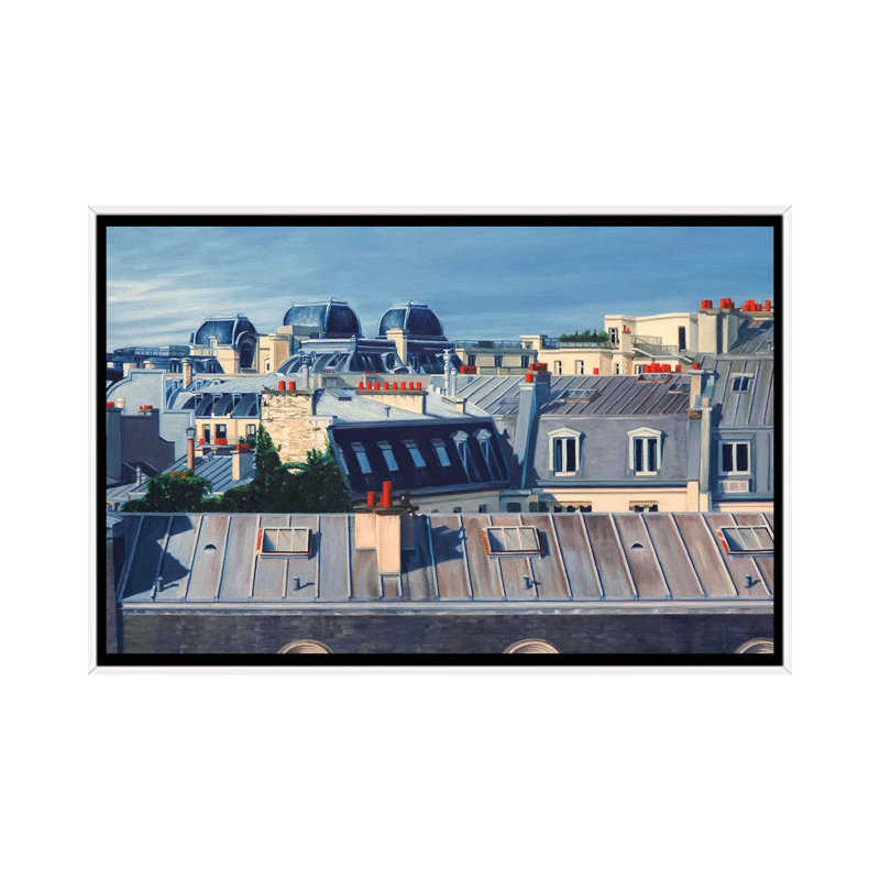 Paris Rooftops I by Nick Savides - Print on Canvas, White Framed, 66.04 cm H x 45.72 cm W