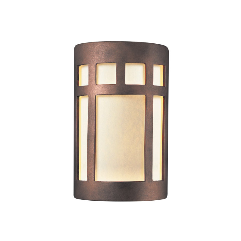 Armance Ceramic Flush Mounted Sconce, Tierra Red Slate, White Styrene