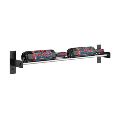 Support à vin industriel à 2 bouteilles Abbie-Marie - noir mat / chrome - H 5 po x l 27,75 po