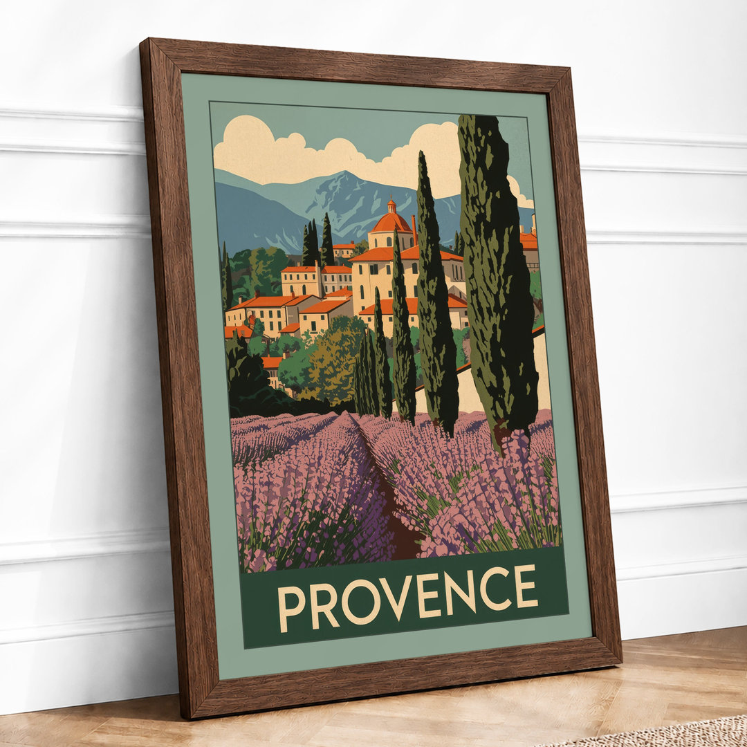 Provençal Villa and Lavender Fields Vintage - Framed Print