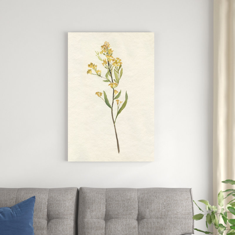 "Delicate Yellow II" by Jennifer Goldberger Mixed Media Floral Painting Print , 36" H x 24" W, Wrapped Canvas, No
