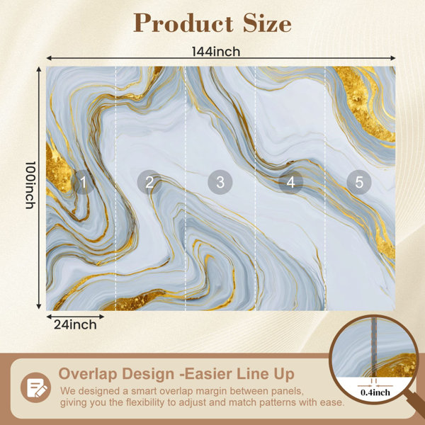 Red Barrel Studio 3D Peel and Stick Wallpaper White gold marble ...