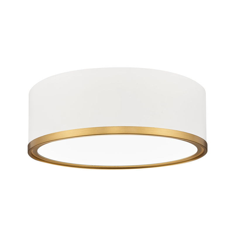 Plafonnier encastré 1 lumière 12,25 po Tracie, Or; blanc mat