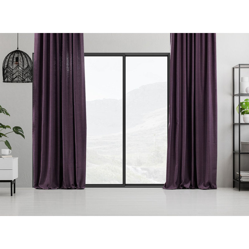 Blackout Single Curtain Panel, 130cm Width x 265cm Drop, Purple