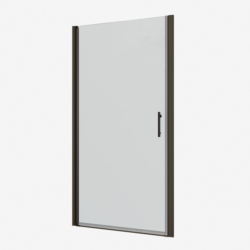 1 3/8" Adjustment,Universal Pivot Shower Door, Open Outside, With 1/4" Tempered Glass Finish 3272, Matted Black