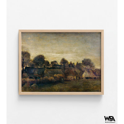 «Farming Village At Twilight» par Vincent Van Gogh, art mural maison de campagne, impression d'art campagnard, art brun rustique, reproduction de tons terreux, reproduction d'art rustique