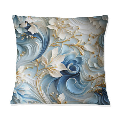 Ethereal Rococo Swirls Victorian Pattern II - Floral Printed Throw Pillow