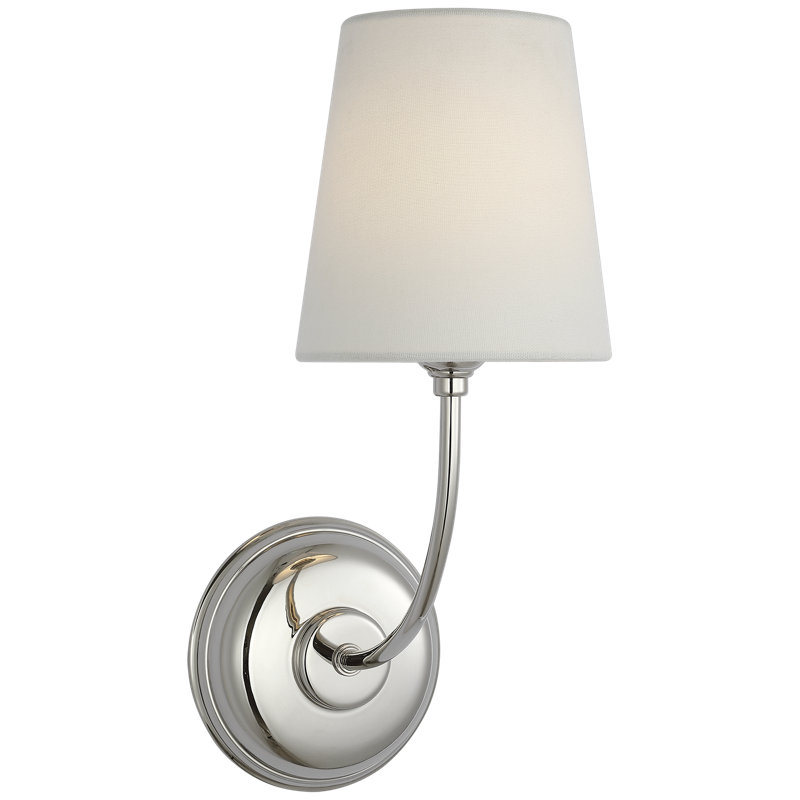 Thomas O'Brien Vendome 16" Cordless Single Sconce with Linen Shade, Polished Nickel