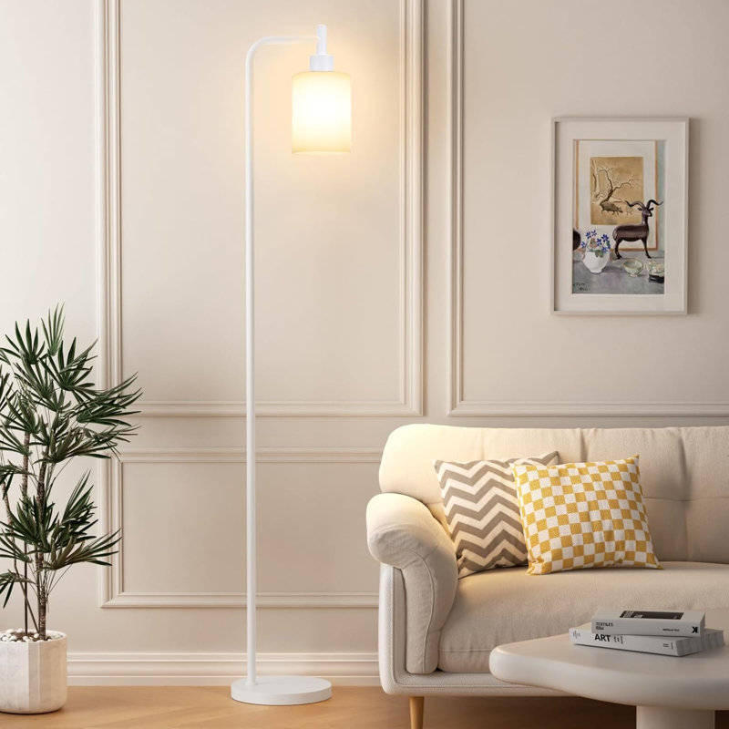 Modern Industrial Floor Lamp With Glass Shade, LED Bulb, And Foot Pedal Switch For Living Room, Bedroom, Or Office