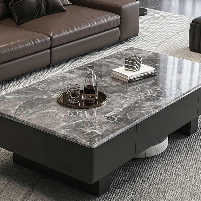 Table basse en pierre de luxe de style micro-cristallin, H 16,5 po x L 47,2 po x l 23,6 po
