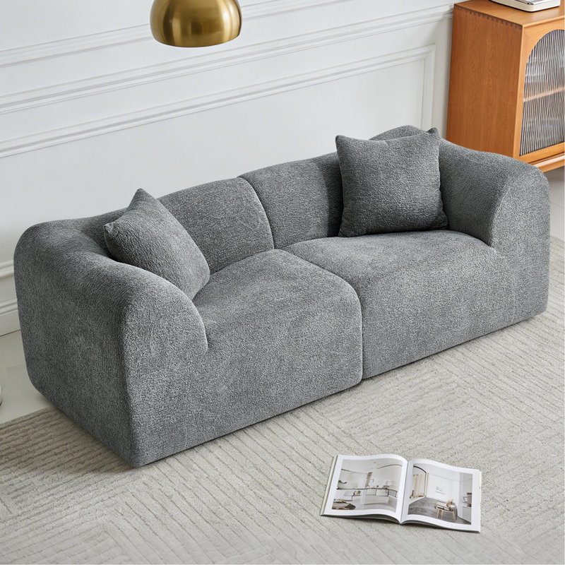 Canapé d'intérieur, canapé confortable en velours 2 places avec coussins, peu encombrant et idéal pour les petits espaces de vie, le bureau ou un appartement