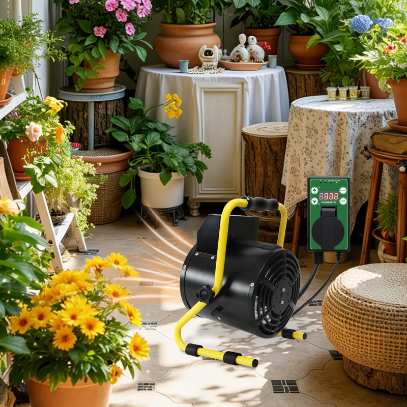 Greenhouse Heater with Thermostat, 1500W Electric Space Heater with Overheat Protection