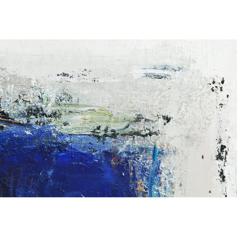 Abstract Painted Blue Art - Wrapped Canvas Painting, 30cm H x 46cm W x 3.8cm D
