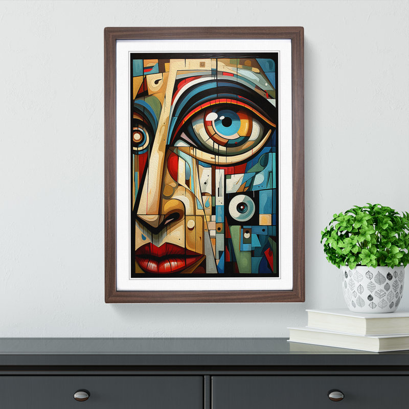 Eye Cubism Art - Framed Print, Walnut Framed, 34cm H x 25cm W