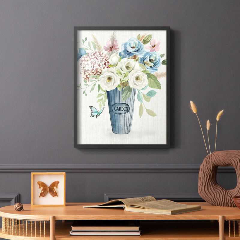 «Garden Bouquet», reproduction encadrée - bois massif, Noir, H 28 po x l 22 po