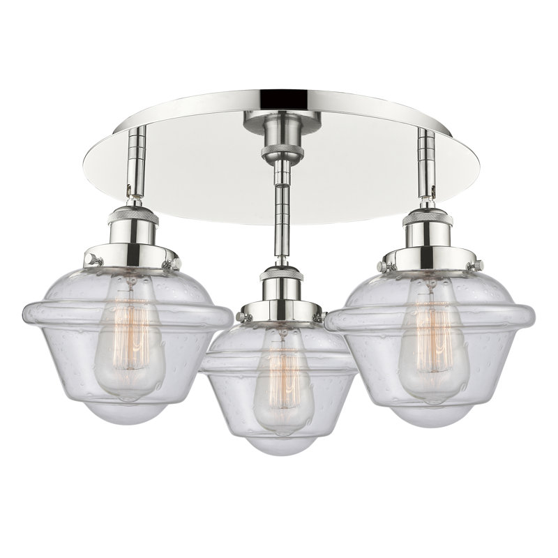 Grourke Glass Flush Mount, Seedy, Polished Nickel