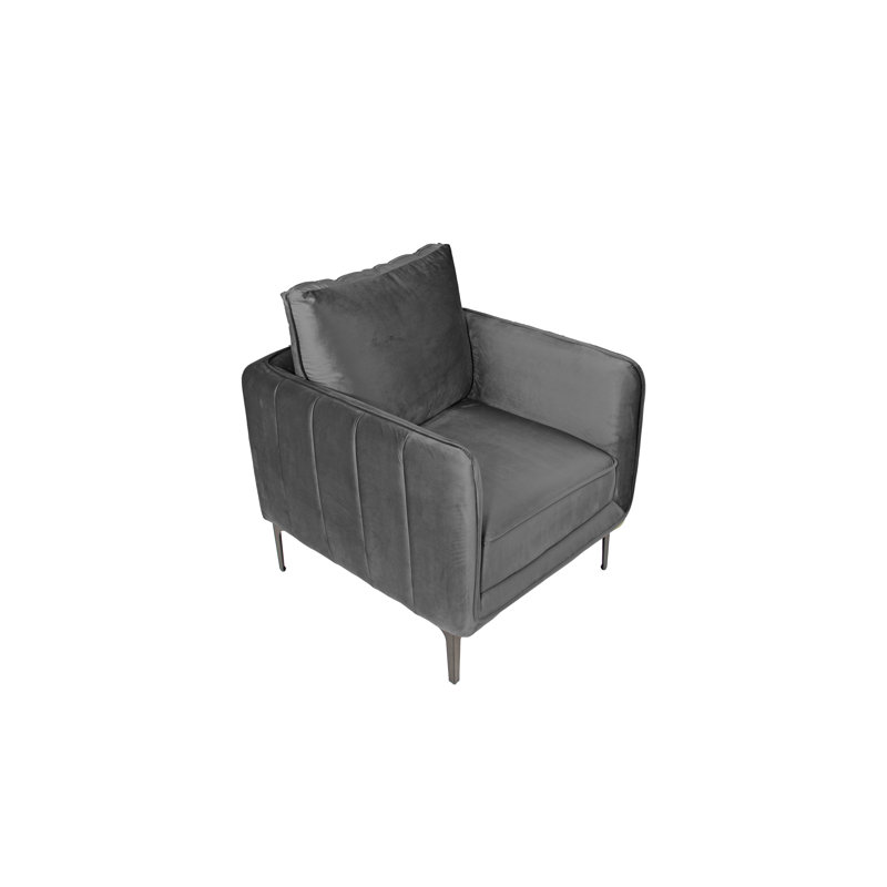 Chaise d'appoint 1 pièce en velours gris l 33 po x P 30 po x H 36 po