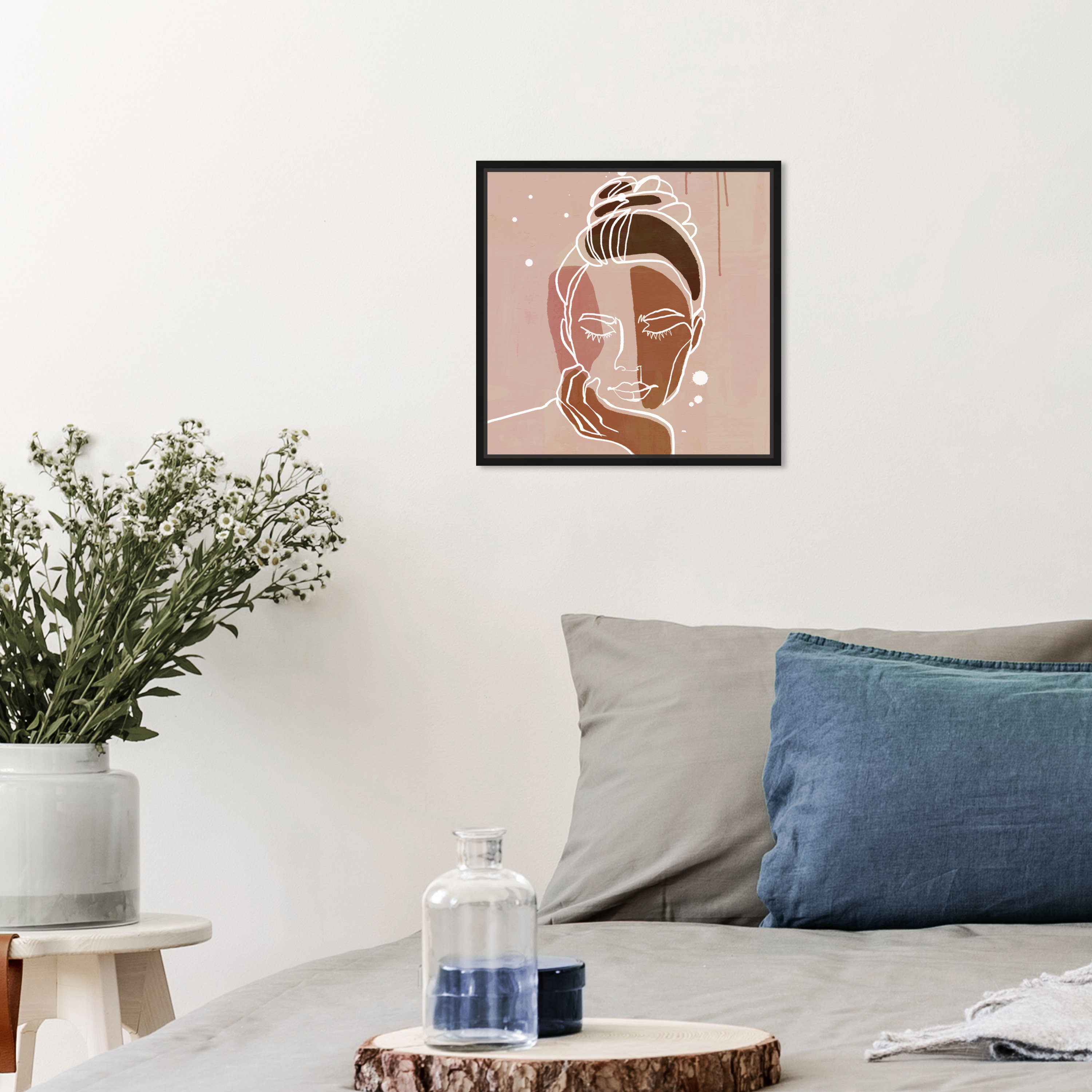 Fine Line Abstract Art Boho Head Of Flower Print Botanical Print Afro  American Woman Portrait Printable Wall Art Black Woman Line Art Female Face  Art