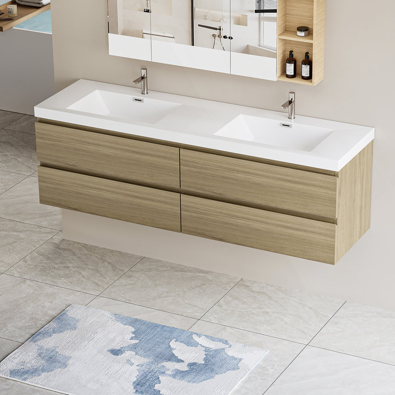Meuble-lavabo mural 72 po avec lavabo, meuble-lavabo mural 72 po avec lavabo en résine