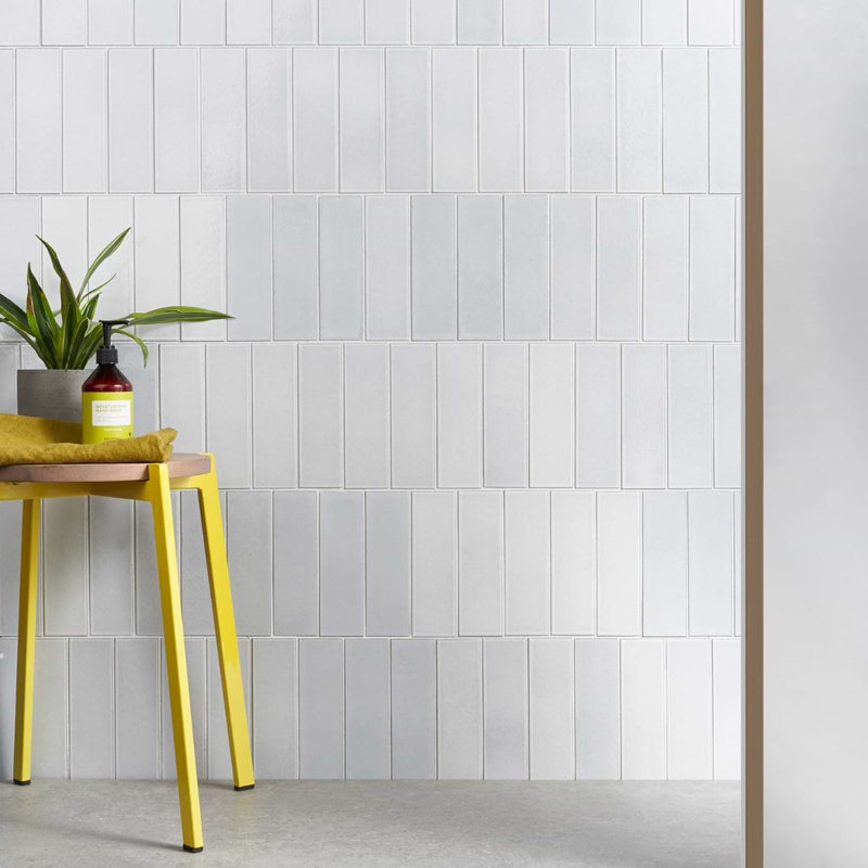 Color One 2x8 Glossy Lava Stone Tile, Milk White