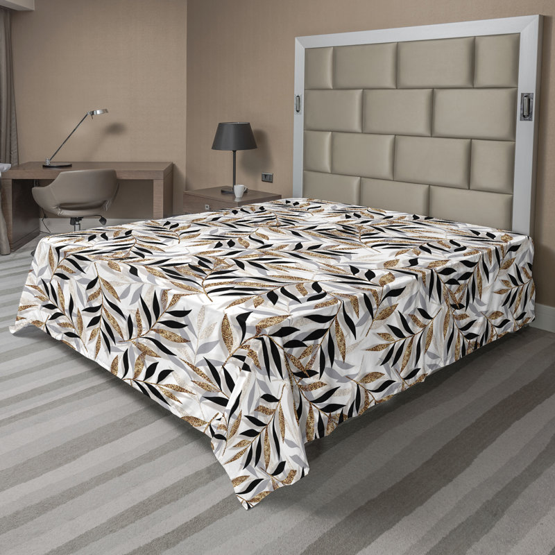 Ambesonne Flowers Flat Sheet Nostalgia Farmhouse, Pale Brown and Charcoal Grey