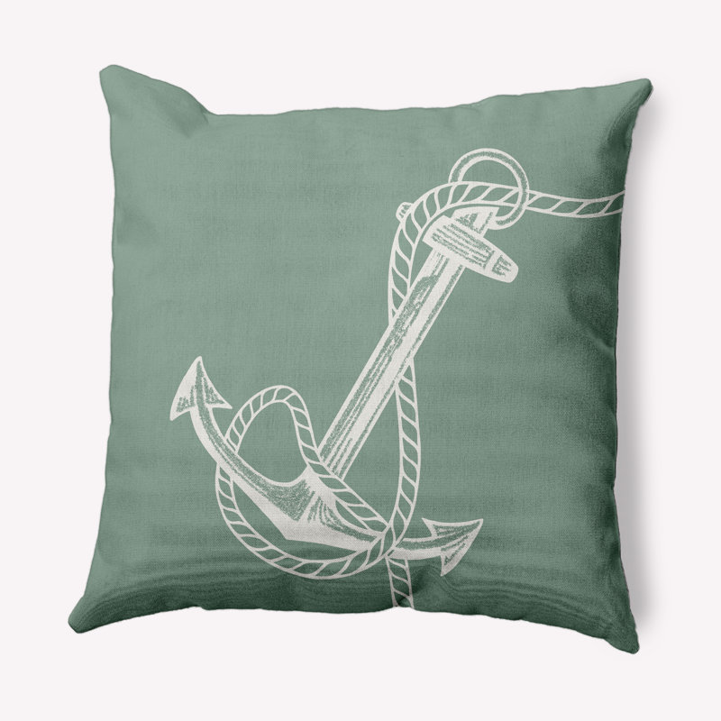 Housse et insert de coussin carré Nautical Nights Anchor & Rope, Carré H 16 po x l 16 po, Sauge