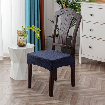 Housses de siège imperméables pour housses de chaises de salle à manger Housses de chaises de salle à manger imperméables (4 pièces recouvertes à l'arrière, bleu marine)